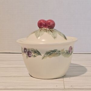 PFALTZGRAFF Pat Farrell Jamberry Sugar Bowl With Cherries On Top Of The Lid